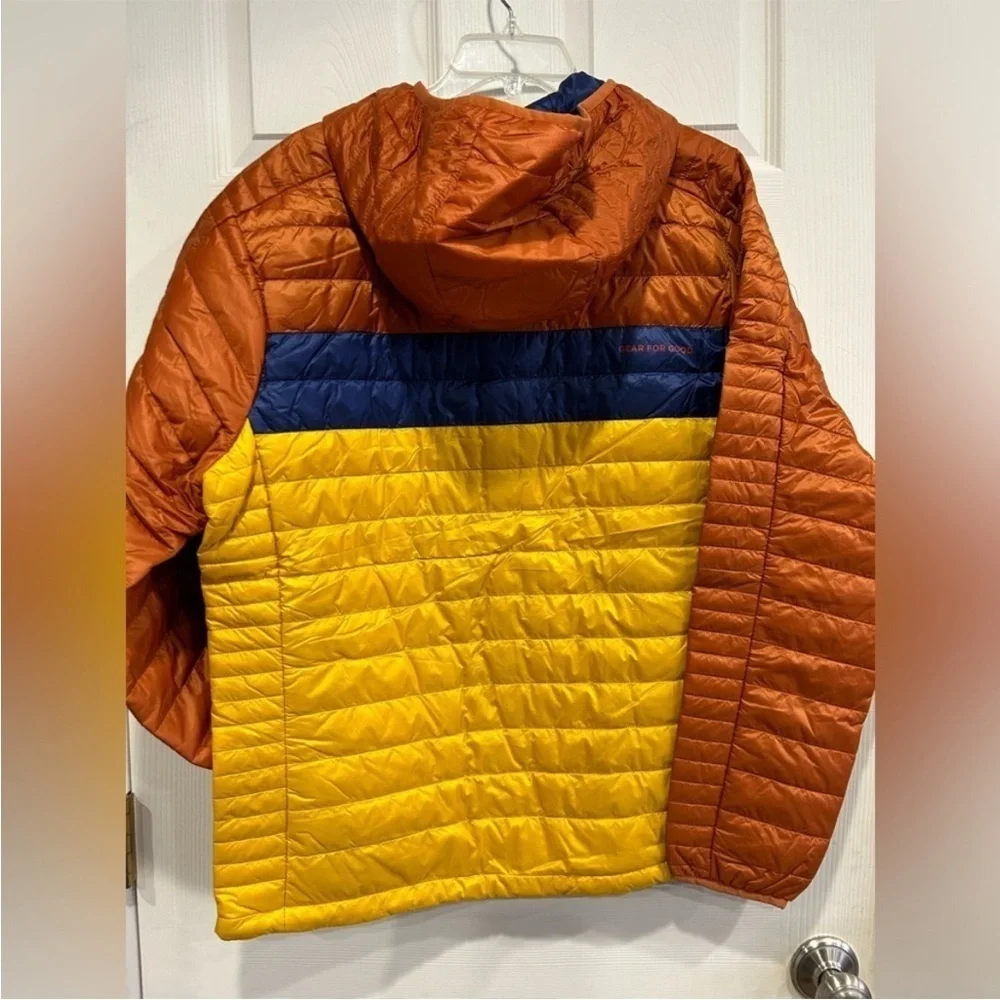 Cotopaxi Men's XL Capa Insulated Hooded Jacket Yellow Orange Mezcal NWT Puff